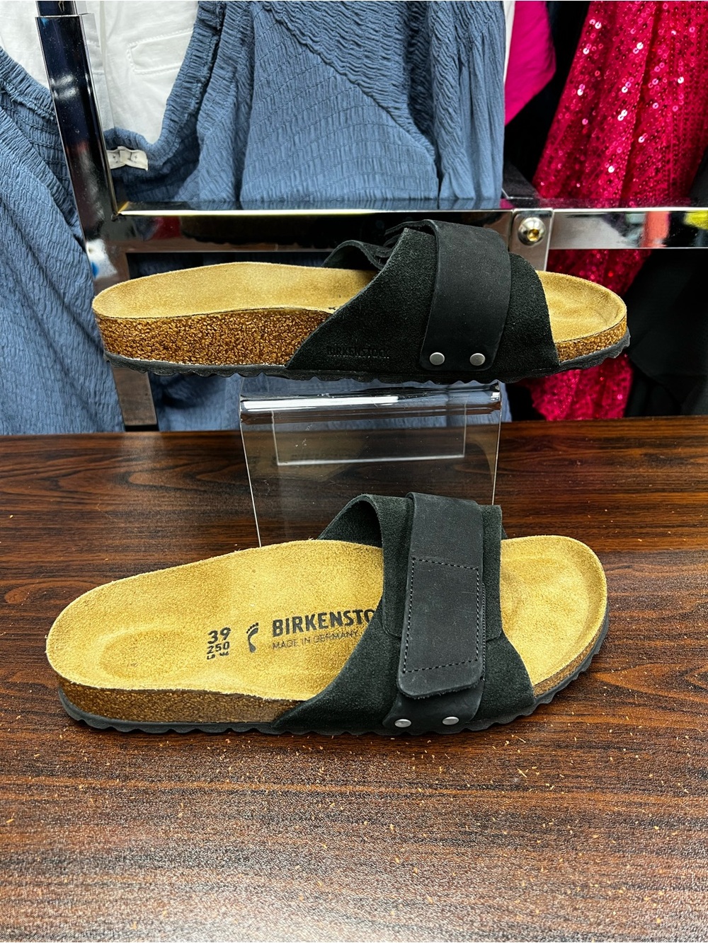 Birkenstock Oita Black Suede Sandals - Size 39 (8-8.5)